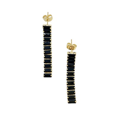 earrings steel hooks gold strass black